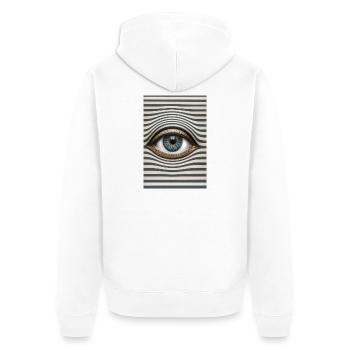 Œil contre des rayures ondulées - Veste à capuche bio Premium Unisexe - blanc - Dos - Thijin (182cm)