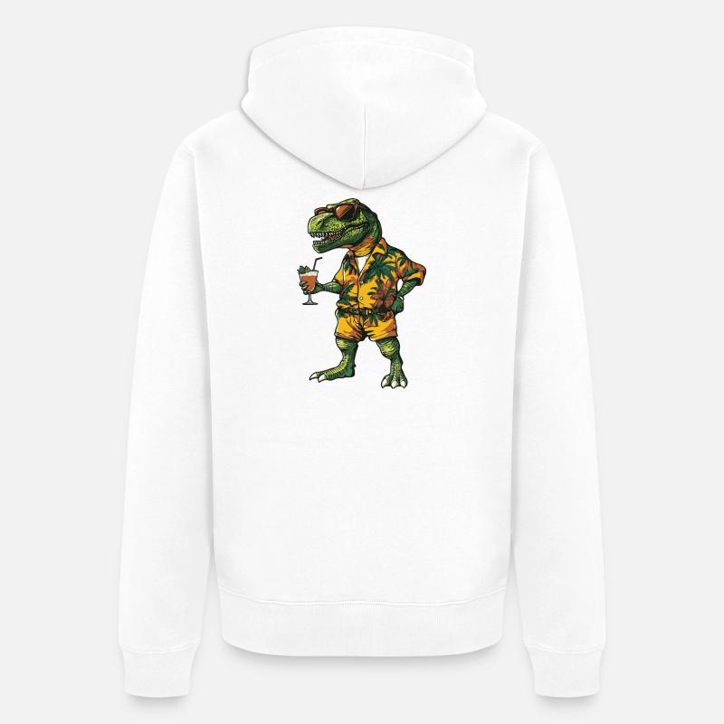 Dinosaur T-Rex Comic Summer - Unisex Premium Organic Zip Hoodie - white