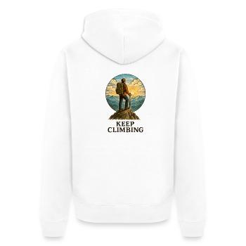 Continuez à grimper : les alpinistes au lever du soleil - Veste à capuche bio Premium Unisexe - blanc - Dos - Thijin (182cm)