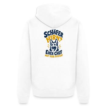 Schäferhirn Auf Vier Pfoten - Unisex Premium Bio Zip Hoodie - Weiß - Hinten - Thijin (182cm)