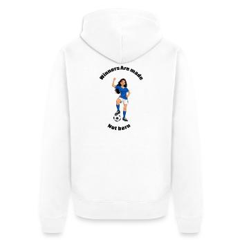 Sieg im Mädchenfußball in Aktion - Unisex Premium Bio Zip Hoodie - Weiß - Hinten - Thijin (182cm)