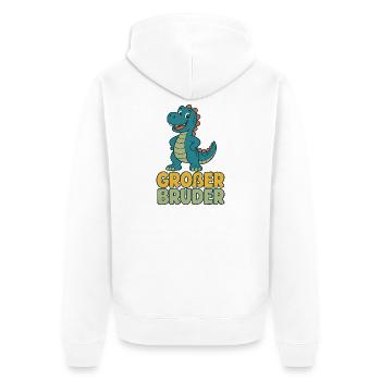 Großer Bruder Dinosaurier - Unisex Premium Bio Zip Hoodie - Weiß - Hinten - Thijin (182cm)