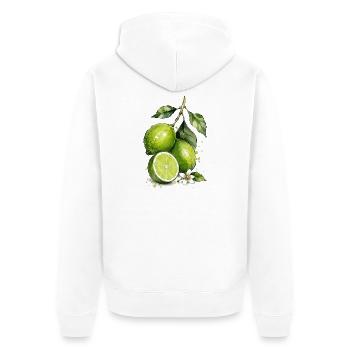 Lime Watercolor - Unisex Premium Organic Zip Hoodie - white - Back - Thijin (182cm)