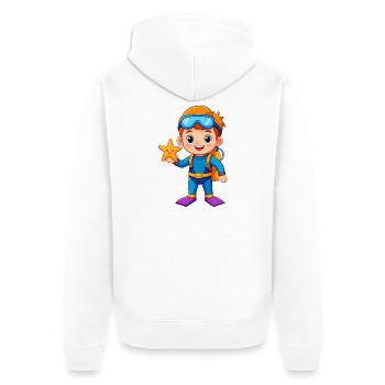 Junge im Taucheranzug mit Seestern – Abenteuer - Unisex Premium Bio Zip Hoodie - Weiß - Hinten - Thijin (182cm)