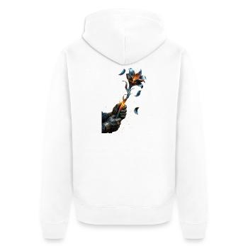 Elektrisch Blaue Glutblume - Unisex Premium Bio Zip Hoodie - Weiß - Hinten - Thijin (182cm)