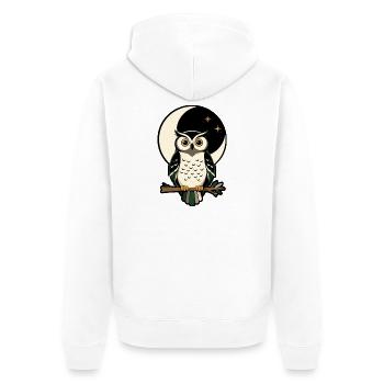 Forest Moon Symbol Folk Streetwear - Unisex Premium Organic Zip Hoodie - white - Back - Thijin (182cm)