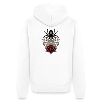 Black Widow Spiderweb Heart Rose - Unisex Premium Organic Zip Hoodie - white - Back - Thijin (182cm)