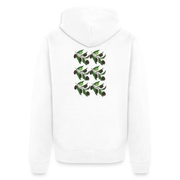 Motif rameau d’olivier - Veste à capuche bio Premium Unisexe - blanc - Dos - Thijin (182cm)