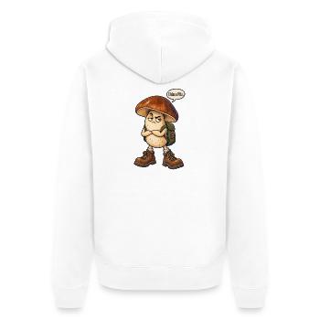 Pilzabenteurer mit Rucksack - Unisex Premium Bio Zip Hoodie - Weiß - Hinten - Thijin (182cm)