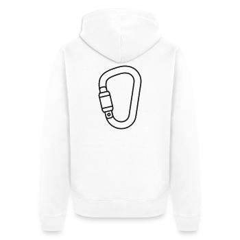 Ikone der Kletterkarabinerlinie - Unisex Premium Bio Zip Hoodie - Weiß - Hinten - Thijin (182cm)