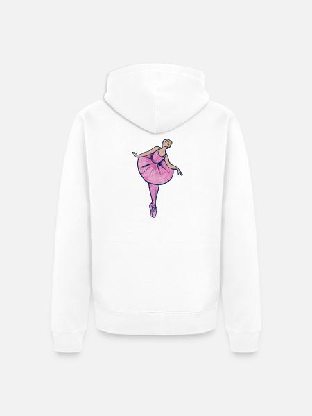 Pinke Ballerina in Tutu - Unisex Premium Bio Zip Hoodie - Weiß