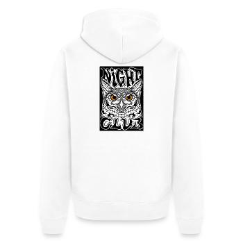 Unheilvolle Augen im Dunkeln - Unisex Premium Bio Zip Hoodie - Weiß - Hinten - Thijin (182cm)