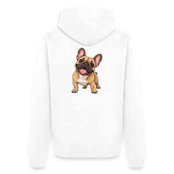 Kuschelbull: Herziger Bulldog-Charme - Unisex Premium Bio Zip Hoodie - Weiß - Hinten - Thijin (182cm)