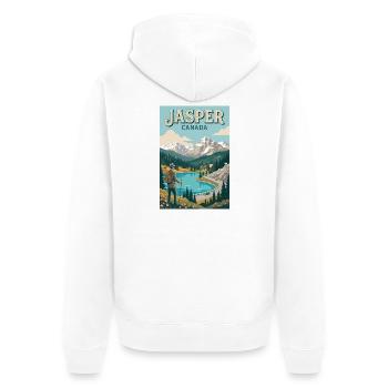 Erleben Sie Mountain Adventure und Jasper in Kanada - Unisex Premium Bio Zip Hoodie - Weiß - Hinten - Thijin (182cm)