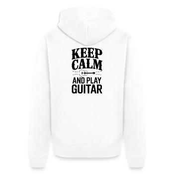 Bleib ruhig und spiel Gitarre - Unisex Premium Bio Zip Hoodie - Weiß - Hinten - Thijin (182cm)