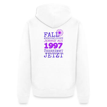 Fall 1997 - Unisex Premium Bio Zip Hoodie - Weiß - Hinten - Thijin (182cm)