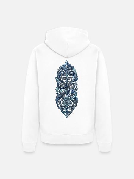 Barockes elegantes blaues Ornament - Unisex Premium Bio Zip Hoodie - Weiß