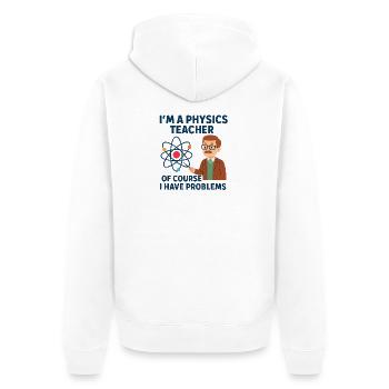 Physics Joke - Unisex Premium Organic Zip Hoodie - white - Back - Thijin (182cm)