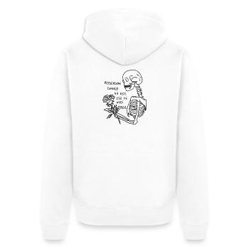 Skeleton with Rose - Unisex Premium Organic Zip Hoodie - white - Back - Thijin (182cm)