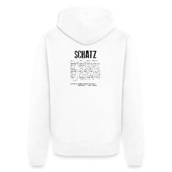 Schatz Definition - Unisex Premium Bio Zip Hoodie - Weiß - Hinten - Thijin (182cm)