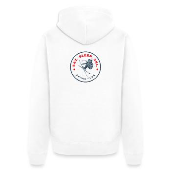 Skiclub Logo Eat Sleep Ski - Unisex Premium Bio Zip Hoodie - Weiß - Hinten - Thijin (182cm)