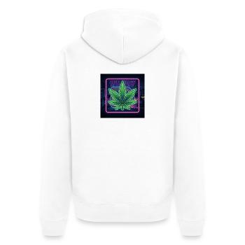 Neon CANNABIS Nights - Unisex Premium Organic Zip Hoodie - white - Back - Thijin (182cm)