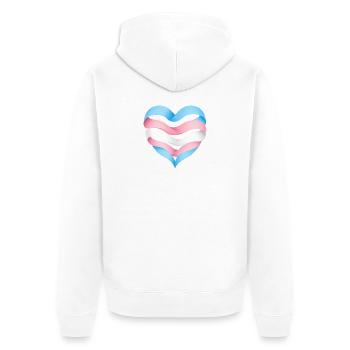 Transgender Herzdesign S1 - Unisex Premium Bio Zip Hoodie - Weiß - Hinten - Thijin (182cm)