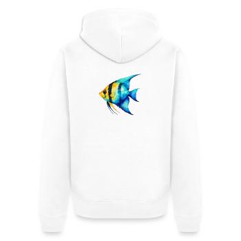 Aquarelle du Poisson jaune bleu - Veste à capuche bio Premium Unisexe - blanc - Dos - Thijin (182cm)