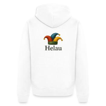 Helau Karneval Jester Hut - Unisex Premium Bio Zip Hoodie - Weiß - Hinten - Thijin (182cm)