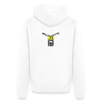Oldschool Motocross - Unisex Premium Bio Zip Hoodie - Weiß - Hinten - Thijin (182cm)