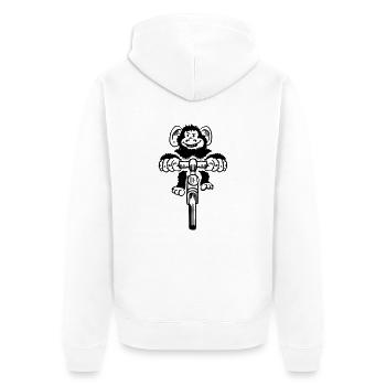 Lustiger Affe auf dem Fahrrad - Unisex Premium Bio Zip Hoodie - Weiß - Hinten - Thijin (182cm)