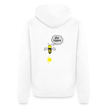 Shit happens Biene - Unisex Premium Bio Zip Hoodie - Weiß - Hinten - Thijin (182cm)