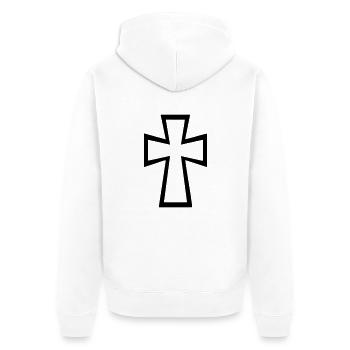 Kreuz - Unisex Premium Bio Zip Hoodie - Weiß - Hinten - Thijin (182cm)