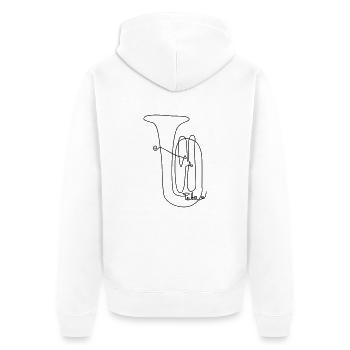 one line tuba - Unisex Premium Bio Zip Hoodie - Weiß - Hinten - Thijin (182cm)