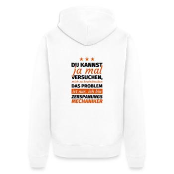 Zerspanungsmechaniker - Unisex Premium Bio Zip Hoodie - Weiß - Hinten - Thijin (182cm)