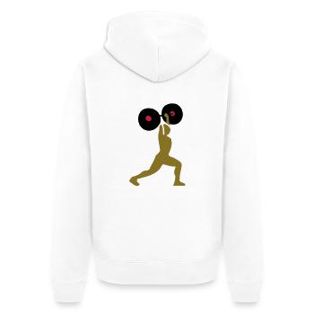 weight lifting - Unisex Premium Organic Zip Hoodie - white - Back - Thijin (182cm)