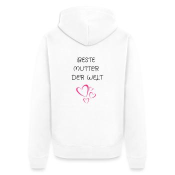 Muttertag geschenk beste mutter der welt - Unisex Premium Bio Zip Hoodie - Weiß - Hinten - Thijin (182cm)