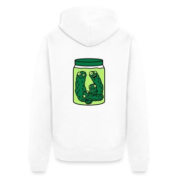 Funny Cucumber Preserving Jar - Unisex Premium Organic Zip Hoodie - white - Back - Thijin (182cm)