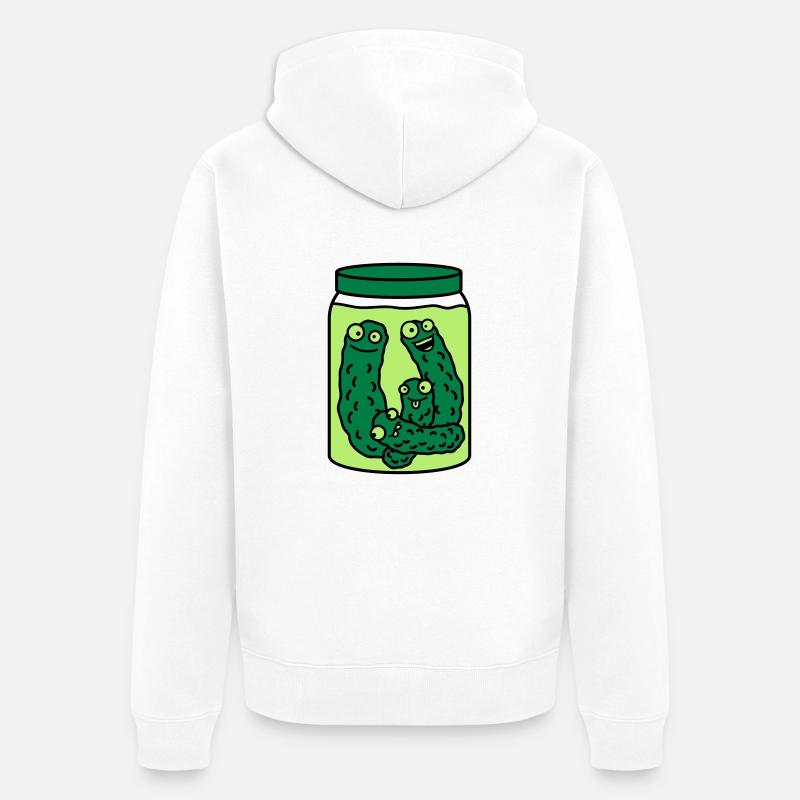 Funny Cucumber Preserving Jar - Veste à capuche bio Premium Unisexe - blanc