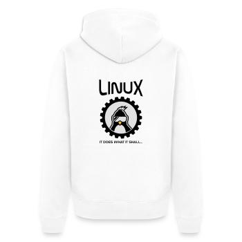 linux tut was es soll - Unisex Premium Bio Zip Hoodie - Weiß - Hinten - Thijin (182cm)