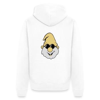 Wichtel Mütze Sonnenbrille - Unisex Premium Bio Zip Hoodie - Weiß - Hinten - Thijin (182cm)