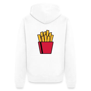 Pommes - Unisex Premium Bio Zip Hoodie - Weiß - Hinten - Thijin (182cm)