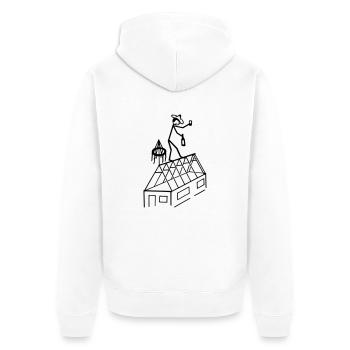 Zimmermann feiert Richtfest - Unisex Premium Bio Zip Hoodie - Weiß - Hinten - Thijin (182cm)