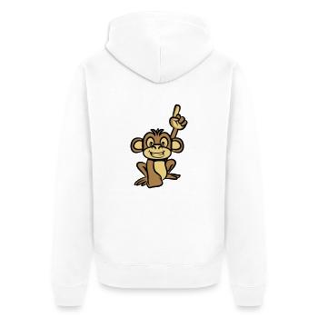 affe lustig zeigefinger - Unisex Premium Bio Zip Hoodie - Weiß - Hinten - Thijin (182cm)