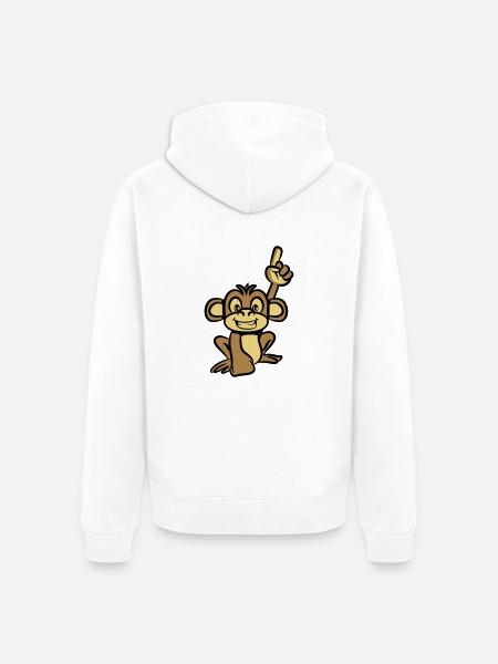 affe lustig zeigefinger - Unisex Premium Bio Zip Hoodie - Weiß