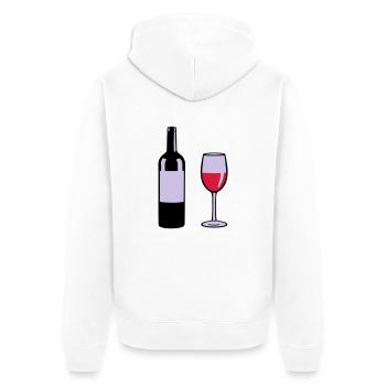Weinflasche und Weinglas - Unisex Premium Bio Zip Hoodie - Weiß - Hinten - Thijin (182cm)