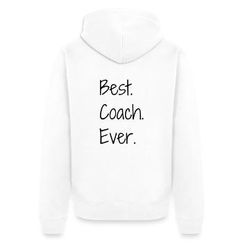 Coach / Coaching / Trainer / Sport - Unisex Premium Bio Zip Hoodie - Weiß - Hinten - Thijin (182cm)