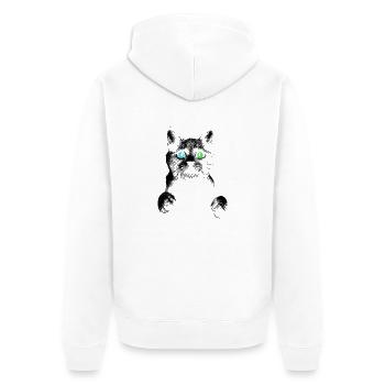 Cat - Unisex Premium Organic Zip Hoodie - white - Back - Thijin (182cm)