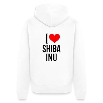 i heart shiba inu - Ich liebe meinen shiba inu - Unisex Premium Bio Zip Hoodie - Weiß - Hinten - Thijin (182cm)