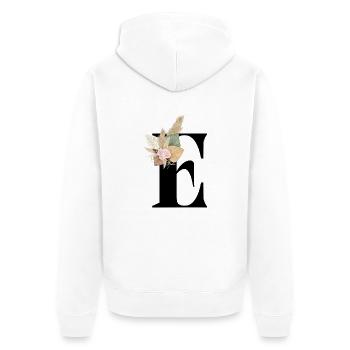 blumiger Buchstabe E - Unisex Premium Bio Zip Hoodie - Weiß - Hinten - Thijin (182cm)